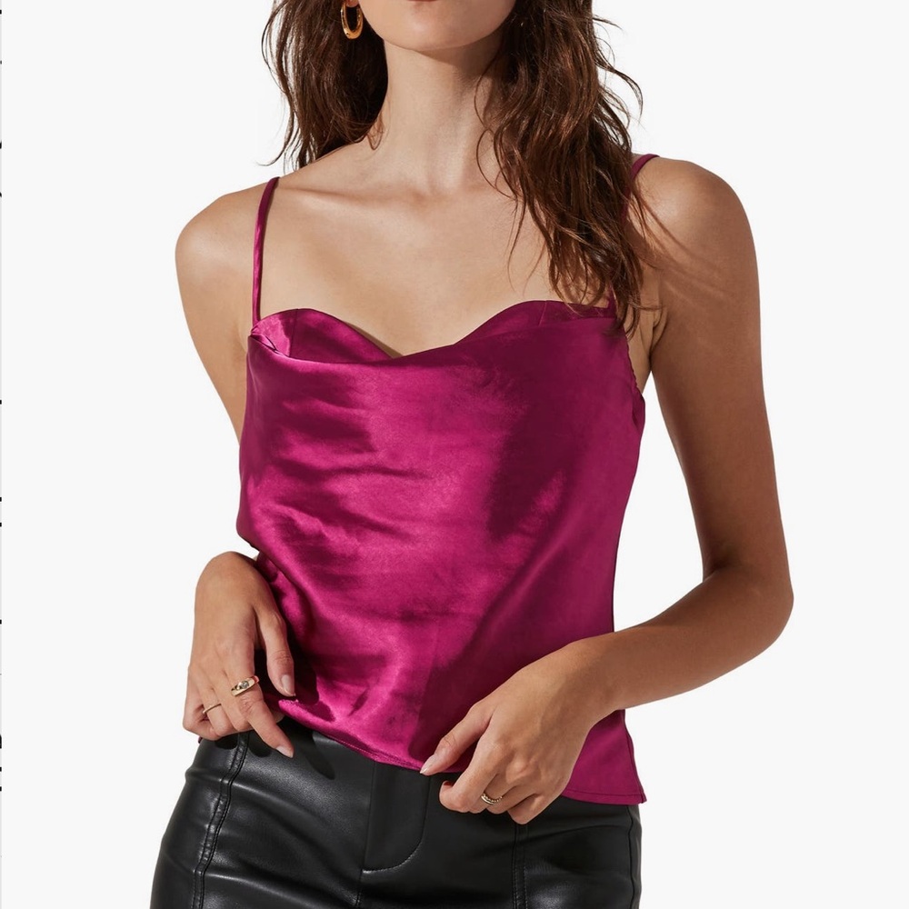 Astr the Label Cowl Neck Satin Cami